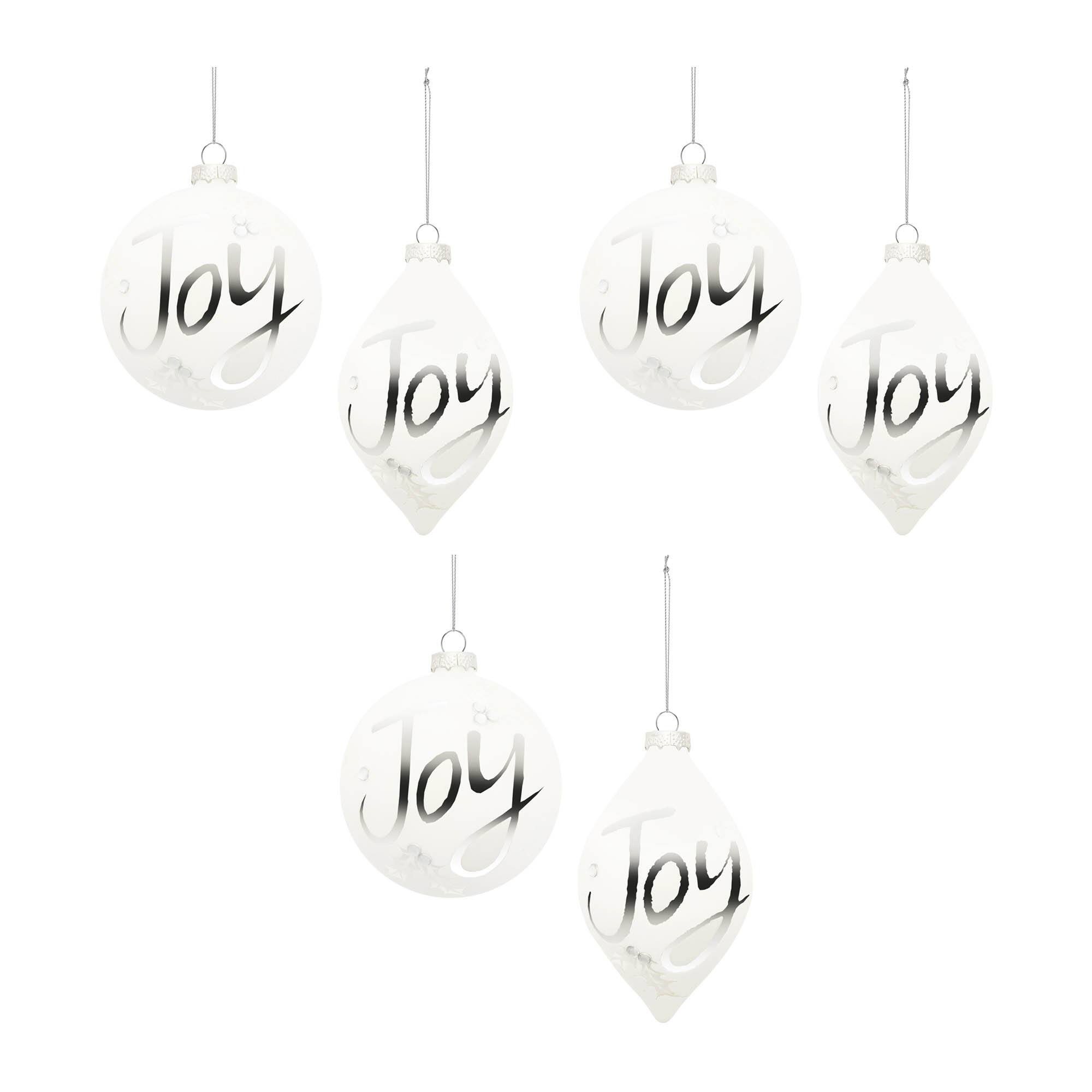 Frosted Glass Joy Ornament Set, 6ct.